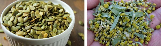 pumpkin seeds and tansy for removing worms